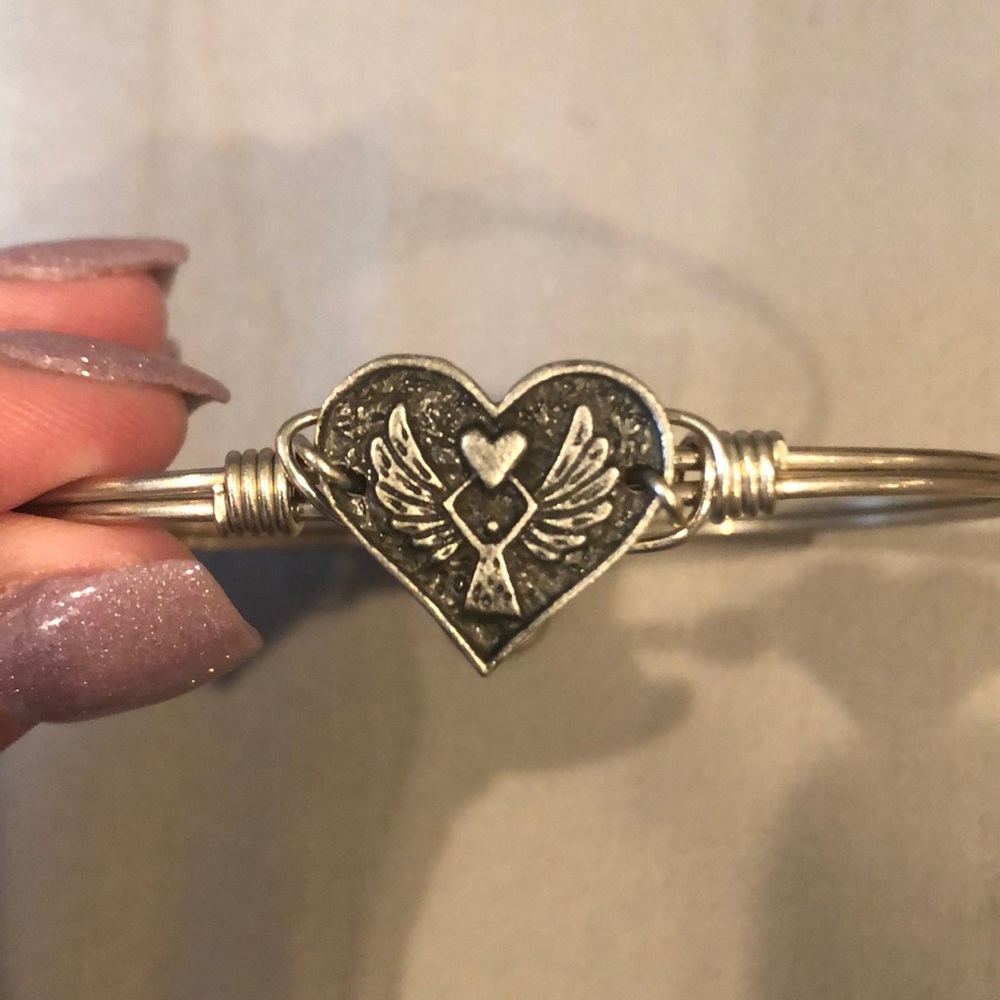 Angle Heart Bangle Bracelet